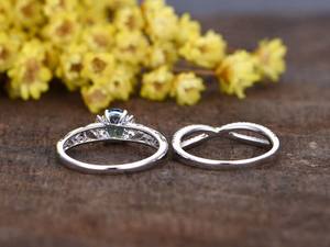 Anillo de compromiso de piedras preciosas de oro blanco de 14K con Topacio Azul de corte ovalado para regalo de aniversario, joyería de diamantes, anillo de bodas - Product Image 4