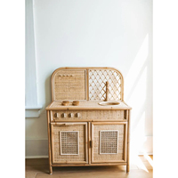 Jouets de cuisine en rotin faits à la main, ensemble de jeu de cuisine Montessori, meubles en rotin naturel pour enfants, apprentissage et décoration de la chambre