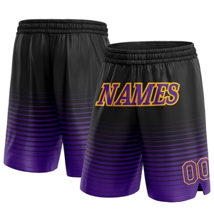 Industrie Direct Engro Sportswear Pantalones cortos de baloncesto Custom Black Purple-Gold Pinstripe Fade Fashion Authentic Basketball Shorts - Product Image 1