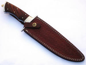 GAINE DE CUIR BOIS D'OLIVIER Personnalisable Couteau Bowie de Chasse en Acier Damas Fait à la Main Beau Fabricant de Couteaux Personnalisables OEM DIY - Product Image 6