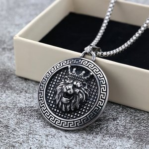Collar yunnique retro europeo y americano para hombre, colgante de acero inoxidable de una sola cara con diseño del Rey León, regalo - Product Image 1