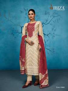 Salwar Kameez de Seda Orgánica Jacquard de Ibiza para Mujer, Hecho a Mano, Absorbente de Humedad, Estilo Indio-Pakistaní, para Fiestas, Venta al Por Mayor - Product Image 2