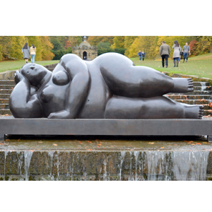 Statue de femme obèse allongée en bronze, art moderne de grande taille pour l'extérieur, sculpture de Fernando Botero pour la place de la ville - Product Image 3