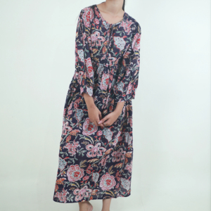 ชุดเดรสคาฟตันผ้าฝ้ายพิมพ์ลายดอกไม้งานประดิษฐ์ทำมือยาวไม่เกิน54นิ้วสำหรับฤดูใบไม้ผลิ - Product Image 1