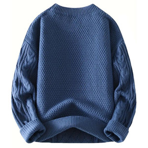 Suéteres de Punto Cálidos con Cuello Alto y Diseño de Parches para Hombre, Talla XXL, para Otoño e Invierno, Ropa de Calle, Antiarrugas - Product Image 2