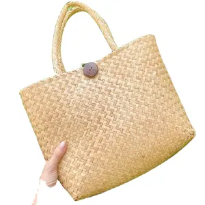 Bolsa de paja ecológica, 100% natural, para compras al aire libre, marca Phuc An Gia