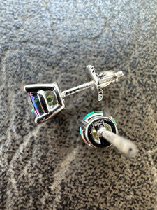 925 Sterling Silver Plated <b>Earrings</b> Dark <b>Blue</b> Moissanite Solitaire <b>Stud</b> <b>Earrings</b> for Women's Fashion Jewelry - Product Image 4