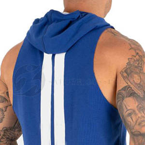Comfortable Winter Gym Hoodie for Fitness Custom Color Bodybuilding Men Sleeveless Workout Plain Dyed Fleece with Laces - Product Image 5