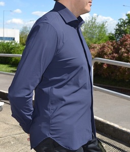 Camicia da uomo di alta qualità 4 vie STRETCH plain navy seguendo <span class=keywords><strong>la</strong></span> tradizione Made in Italy export estate inverno no casual formale - Product Image 1