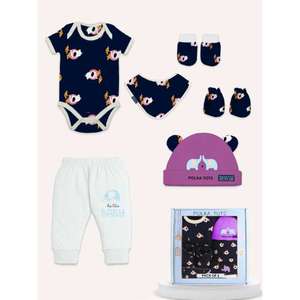 Polka Tots Pack de 6 Elefante Imprimir Mini Recién Nacido Regalo Cesto Set-Azul marino - Product Image 1