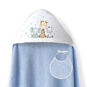 Serviette de bain en coton imprimée Jirafa-Bicicleta+Baby Bib, hypoallergénique, dessins animés pour nouveau-nés, pour la salle de bain à la maison, bleu 1X1 MT. - Product Image 1