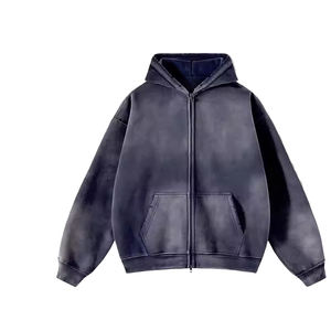 Vintage logotipo personalizado Streetwear GSM Fleece French Terry doble cremallera lavado Zip Up Blank Sun faded Hoodie hombres - Product Image 2