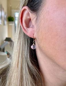 Boucles d'oreilles pendantes uniques faites à la main en améthyste, forme ronde de 10 mm, serties clos, ensemble de bijoux vintage, cadeau d'anniversaire pour elle - Product Image 6