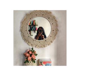 Design unique Miroir mural en macramé Finition naturelle la plus attrayante Décoration de Noël pour le salon Prix le plus bas - Product Image 4