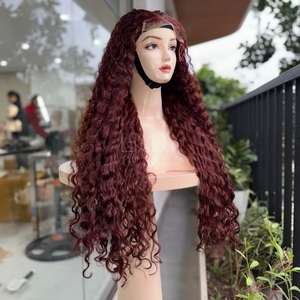 Pelucas de Cabello Humano Vietnamita de Color Borgoña Rizado, Largas y de Alta Calidad - Product Image 4