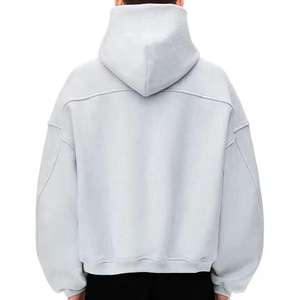 Sweat à capuche pour homme 100% coton à épaules tombantes Logo personnalisé Double fermeture éclair Sweat-shirt à impression numérique tricoté lourd - Product Image 2