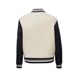 Chaqueta Varsity Corta a la Moda con Cuerpo de Lana y Mangas de Cuero, Estilo Hip Hop, Chaqueta Varsity de Lana con Tela Estampada - Product Image 6