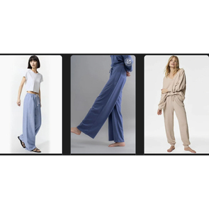 Conjunto de pijama de manga larga con cuello redondo de tela tejida suave para mujer, Tops y pantalones de cintura holgados, ropa de dormir de 2 piezas para mujer - Product Image 1