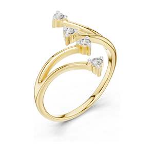 Anillo Curvo con Tres Diamantes de Laboratorio de 0.12 CT para Mujer, Claridad VVS-VS EF, Oro de 18KT, 14KT, 10KT y Plata 925, Oro Rosa, Amarillo - Product Image 4