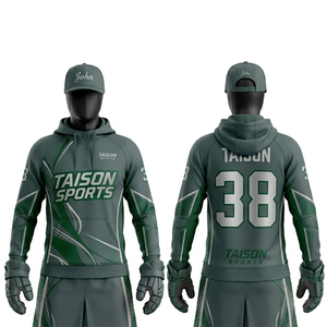 Sweat à capuche de lacrosse pour homme, 280 GSM, tissu interlock en polyester premium, design à panneaux verts, évacuation de l'humidité, logo personnalisé par sublimation - Product Image 1