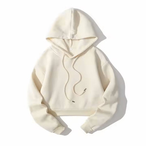 Mujeres de manga corta sudaderas con capucha Crop-top sudaderas con capucha de lana gruesa sudaderas con capucha para mujer - Product Image 4