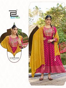 Precioso rayón con bordado Anarkali vestido y Dupatta mujer moda fabricante y proveedor de Surat - Product Image 4