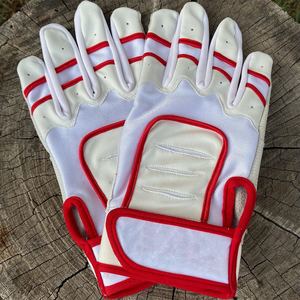 Conception personnalisée Gants de frappeur de baseball professionnels de bonne qualité en cuir véritable avec boucle à crochet/fermeture à pression pour l'entraînement - Product Image 1