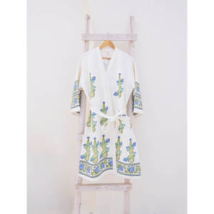Bata de Baño de Algodón Sozni para Mujer, Transpirable, de Media Manga, con Cierre de Cordón, Estampado de Leopardo, Talla Única para el Hogar - Product Image 5