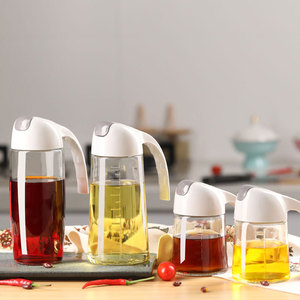 Botella de aceite de vidrio con apertura y cierre automático, olla de cocina de gran capacidad, 630ml, salsa de soja, vinagre, tanque de aceite - Product Image 4