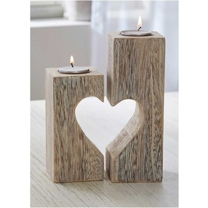Portavelas de madera, portavelas en forma de corazón, decoración romántica, artículo de decoración del hogar, regalo de madera para aniversario - Product Image 6