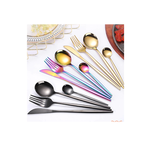 Preciosa vajilla, juego de cubiertos de boda, cuchillo, cuchara y tenedor, juego de vajilla de plata dorada de acero inoxidable - Product Image 1