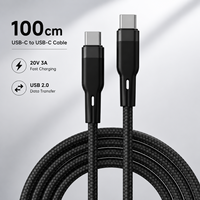 Nuevo Cable USB Tipo-C de Nailon con Alivio de Tensión Extendido, 1m, 20V 3A, Carga Rápida, Cobre Puro, Transferencia de Datos USB 2.0 para Teléfono Móvil, 12 Meses OEM