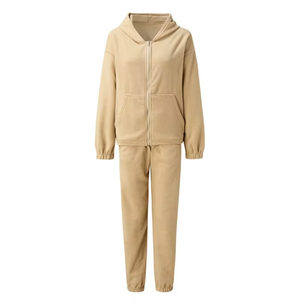 ชุดวอร์มผ้ากำมะหยี่หนาสำหรับผู้หญิงชุดวอร์มมีฮู้ดกำมะหยี่ชุดวอร์มเสื้อฮู้ดกางเกงและกางเกงสำหรับ2024ฤดูใบไม้ร่วง - Product Image 1