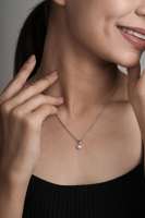 Colgante de oro blanco macizo de 14K con diamante blanco de corte brillante HPHT cultivado en laboratorio, certificado IGI, lindo, color D, personalizable para mujer