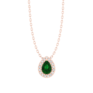 Colgante de Plata de Ley Chapado en Oro Amarillo con Esmeralda en Corte Pera, Diamantes y Circonitas, Estilo Moderno, Cadena de 18 Pulgadas, Ortodoxo, 8.0 mm - Product Image 5