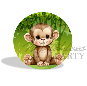 Venta caliente <span class=keywords><strong>mono</strong></span> barato personaje de dibujos animados personalizado impresión Banner tela <span class=keywords><strong>boda</strong></span> círculo telón de fondo - Product Image 2