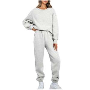 Women's Tracksuit Training Two-Piece Set <b>Jogging</b> Wear Sweat <b>Suit</b> Fashion Cotton Fleece Full Length Pajama Sets For Women - Product Image 2