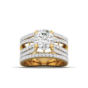 Anillo de diamantes de corte redondo geométrico de 1.51 quilates, color F, claridad VS, diamante cultivado en laboratorio en oro de 14 quilates, para novia, boda, compromiso, fiesta. - Product Image 2