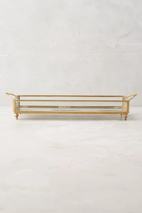 Plateau en verre doré de créateur avec cadre en métal décoratif Design de couleur personnalisable de style luxe simple pour la maison, l'hôtel et le restaurant. - Product Image 6