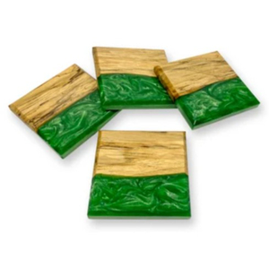 Sous-verres en résine de bois naturel faits à la main, directement de l'usine, lot de 4, sous-verres carrés modernes en époxy violet pour la décoration de la maison et de la cuisine - Product Image 2