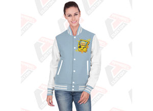 Venta caliente de las mujeres Casual Street Wear Canvas Varsity Jacket con Stand Collar Impresión personalizada Transpirable a prueba de viento - Product Image 6