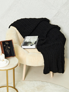 Manta de punto trenzado de algodón y acrílico 100x150cm - Manta suave para sofá y TV y chal portátil para los hombros - Product Image 2