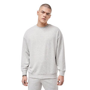 <b>Mens</b> Lightweight Sweatshirt <b>Grey</b> Marl Regular Fit 345GSM Cotton Pullover Crewneck Custom Print logo <b>Fleece</b> <b>Men</b> Sweatshirt - Product Image 1