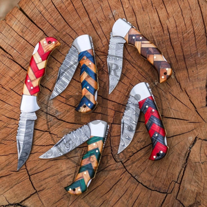 OFERTA ESPECIAL Cuchillo Plegable de Acero de Damasco Hecho a Mano OEM, Cuchillo de Camping con Pernos de Madera y Latón DIY, Fabricante Mayorista B2B TARJ ENTERPRISES - Product Image 5