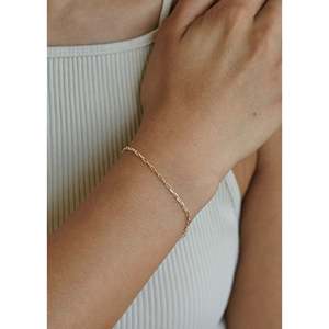Micro Link Chain Bracelet with White <b>Gold</b> 14K <b>Gold</b> Platinum Rhodium <b>Gold</b> Plated Featuring Pearl Charm Religious Style for Gifts - Product Image 1