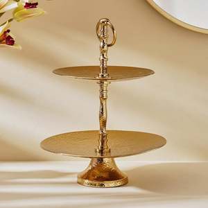 Luxurious Gold Plated Metal <b>Cake</b> Stand Branches Design 2 <b>Tier</b> for Birthday Wedding Parties Cup <b>Cake</b> Serving Stand - Product Image 5