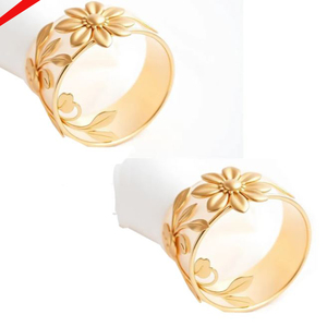 Rond de serviette en métal fini doré brillant de forme ronde pour hôtel - Product Image 4