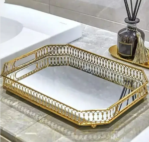 Bandeja decorativa plateada con espejo de metal para el hogar, Hotel, restaurante, Bar, utensilios de cocina, Decoración de mesa, ocasión navideña - Product Image 2