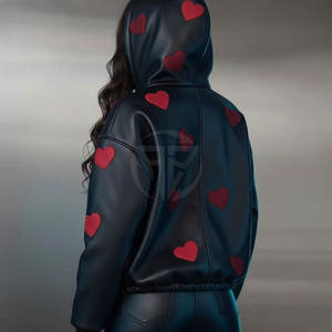 Sweat à capuche en cuir pour femme - Design équilibré, port confortable, style luxueux, intérieur doux, look élégant, coupe-vent et respirant - Product Image 5