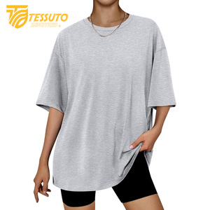 T-shirt surdimensionné de base de haute qualité, respirant, avec logo personnalisé imprimé, broderie de diamants, poids lourd, taille plus - Product Image 2